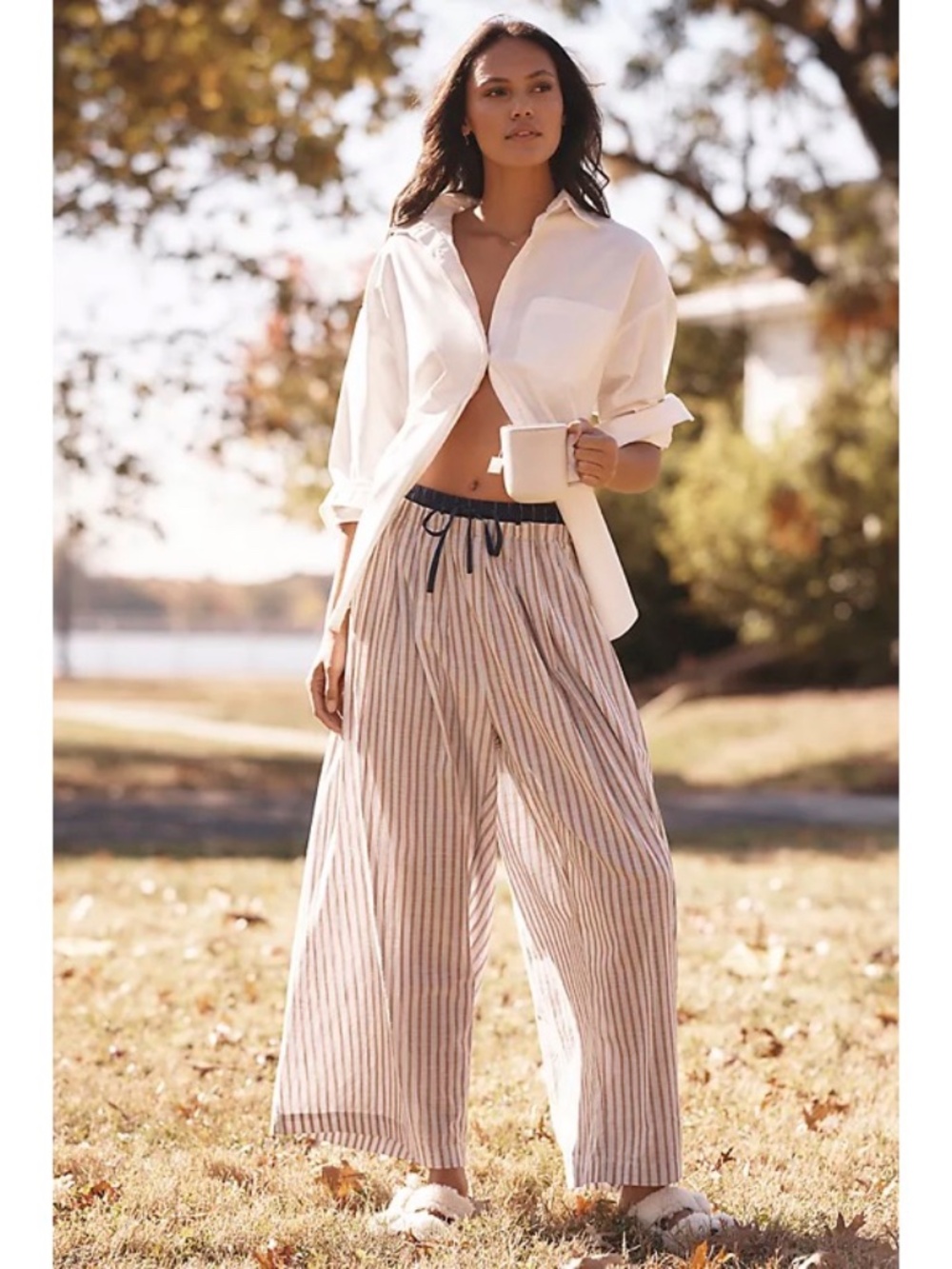By Anthropologie Mixed Stripe Wide-Leg Pants Sz S NWOT